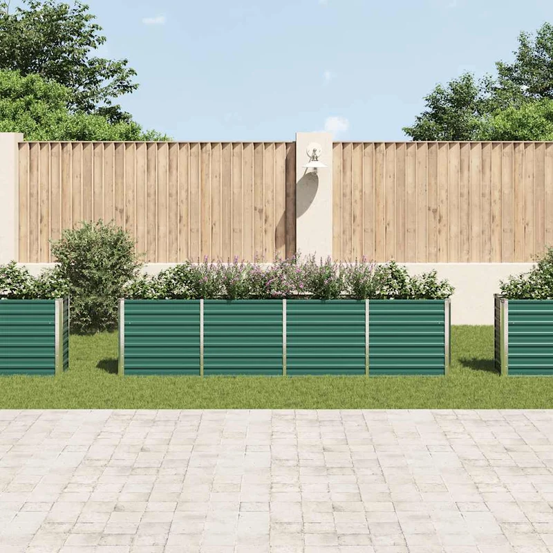 Jardinera Elevada De Acero Galvanizado Verde 320x40x77 Cm