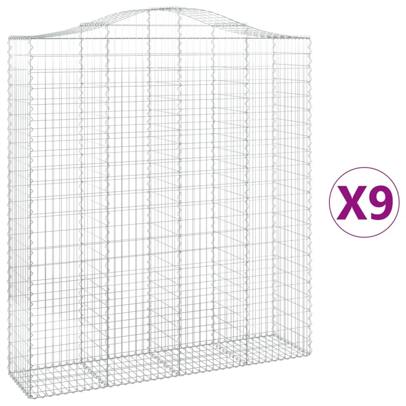 Cestas De Gaviones 9 Uds Forma De Arco Hierro 200x50x220/240 Cm