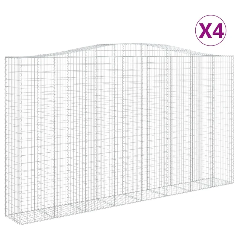 Cestas De Gaviones 4 Uds Forma De Arco Hierro 400x50x220/240 Cm