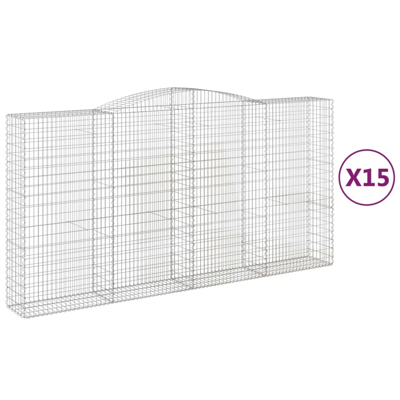 Cestas De Gaviones 15 Uds Forma De Arco Hierro 400x50x200/220cm