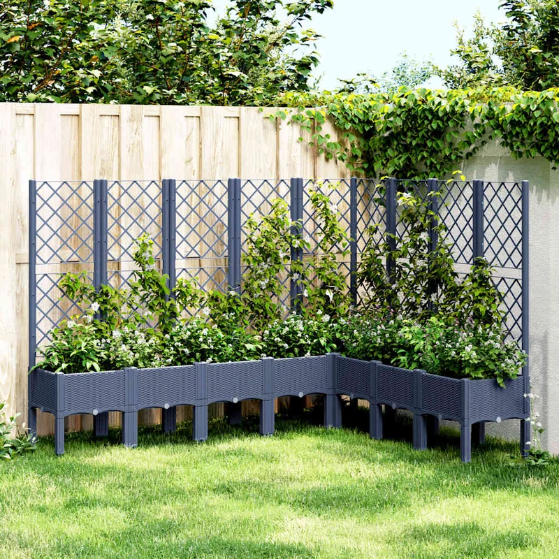 Jardinera Con Enrejado Pp Azul Gris 200x160x142 Cm