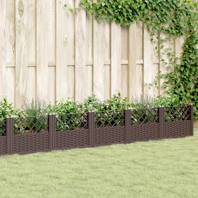 Jardinera Con Clavijas Pp Marrón 363,5x43,5x43,5 Cm