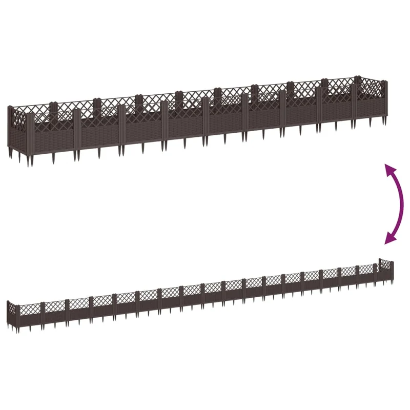 Jardinera Con Clavijas Pp Marrón 363,5x43,5x43,5 Cm