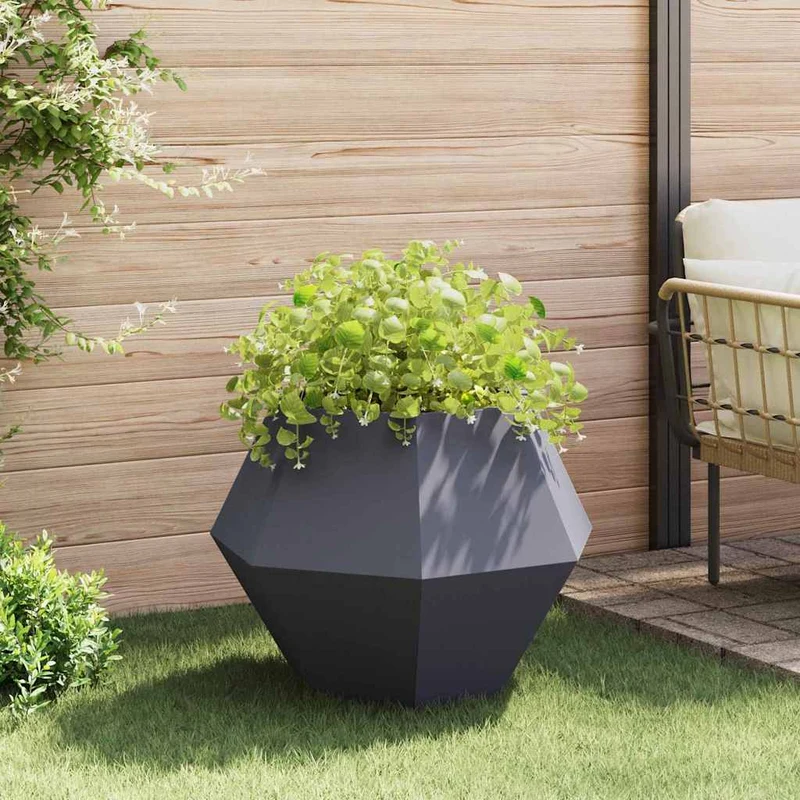 Jardinera 2 Uds. Gris Antracita 75 X 75 X 60 Cm Acero