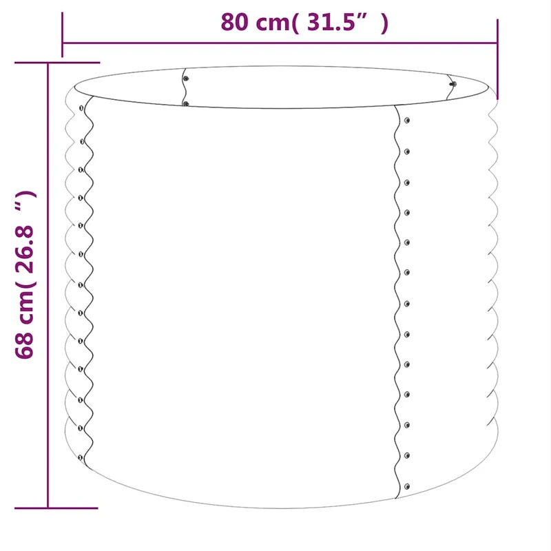 Jardinera Acero Galvanizado Antracita 80x80x68 Cm