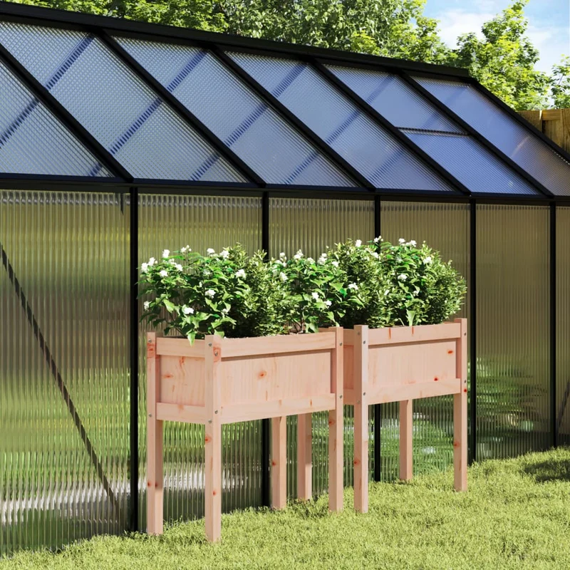 Jardineras Con Patas 2 Uds Madera Maciza De Abeto Douglas