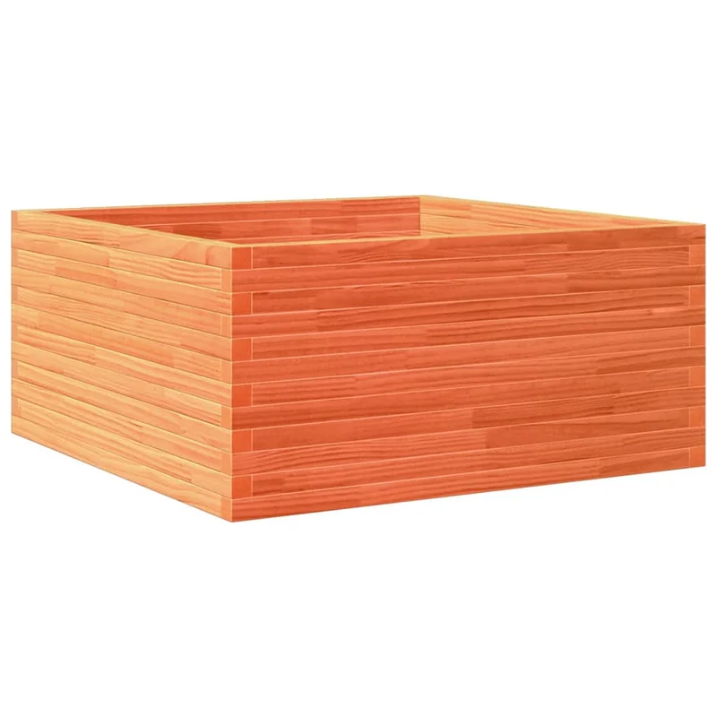 Jardinera De Madera Maciza Pino Marrón Cera 100x100x46 Cm