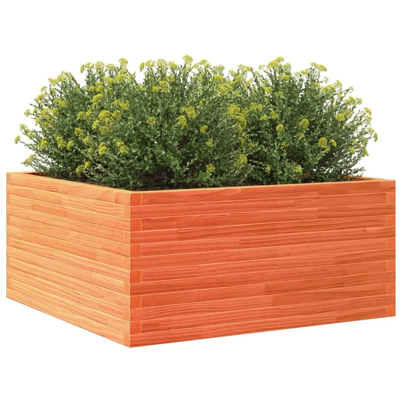 Jardinera De Madera Maciza Pino Marrón Cera 100x100x46 Cm