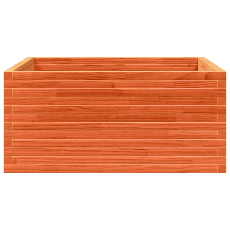Jardinera De Madera Maciza Pino Marrón Cera 100x100x46 Cm