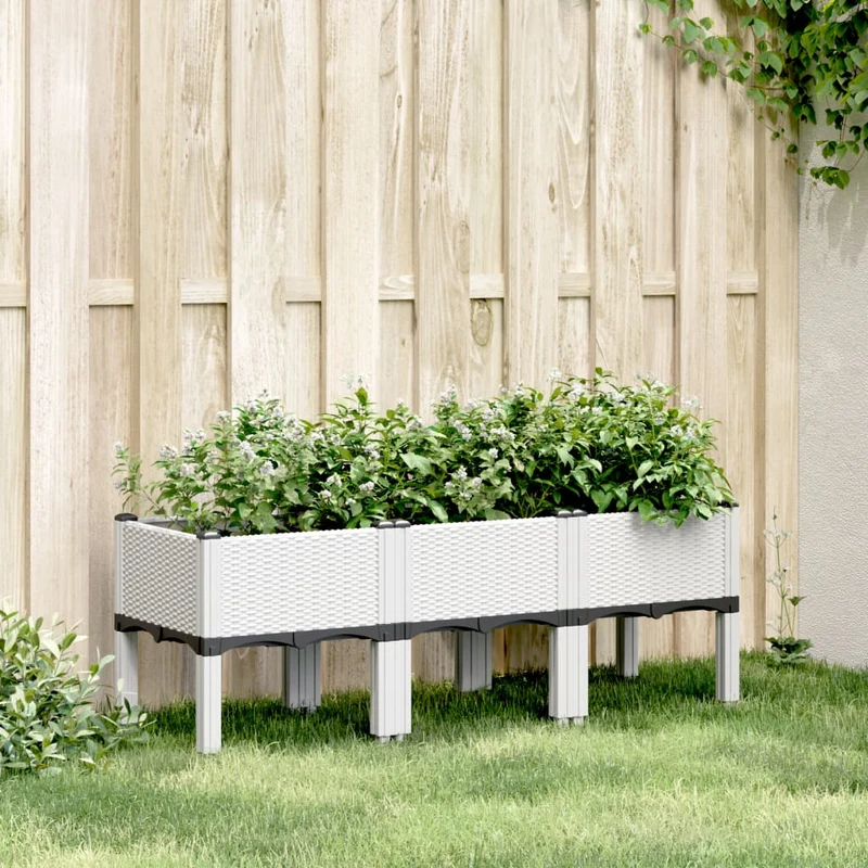 Jardinera Con Patas Pp Blanco 120x40x42 Cm