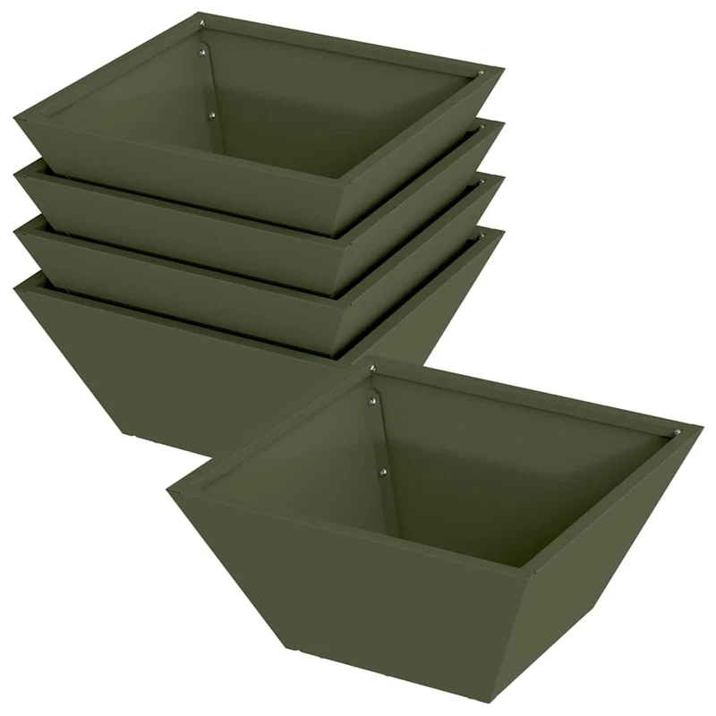 Macetero De Jardín 5 Uds. Verde Oliva 35 X 35 X 15 Cm