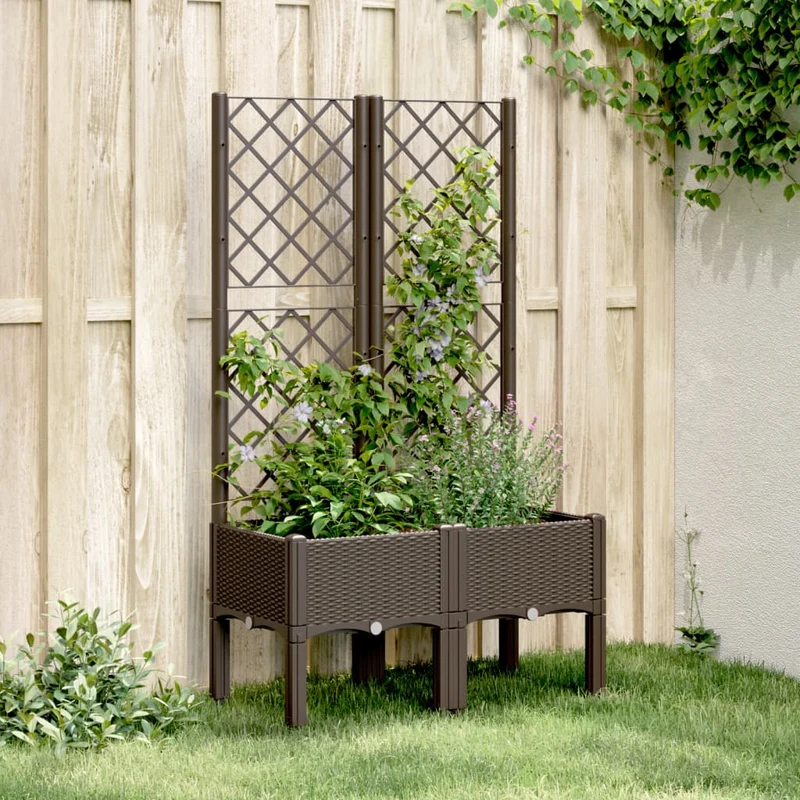 Jardinera Con Enrejado Pp Marrón 80x40x142 Cm
