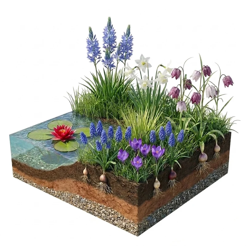 Aqua Bulbs Bee Mix - 35 Uds - Crocus, Muscari, Narcissus, Fritillaria, Camassia