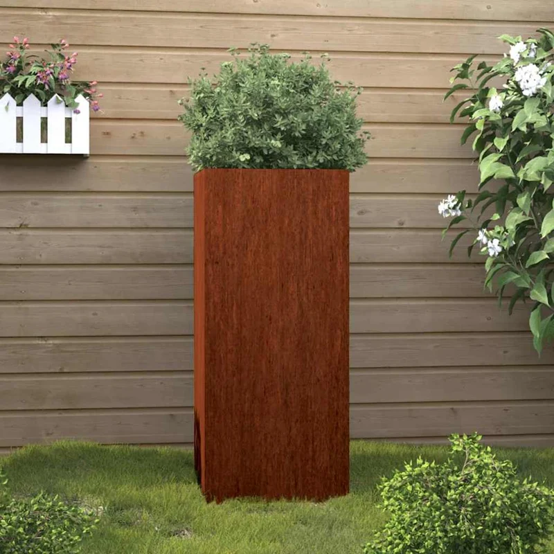 Jardinera De Acero Corten 32x29x75 Cm