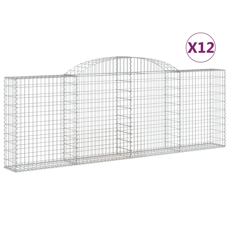 Cestas De Gaviones 12 Uds Forma Arco Hierro 300x30x100/120 Cm