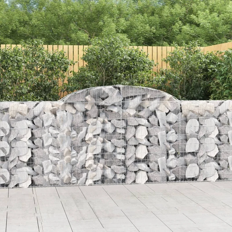 Cestas De Gaviones 12 Uds Forma Arco Hierro 300x30x100/120 Cm