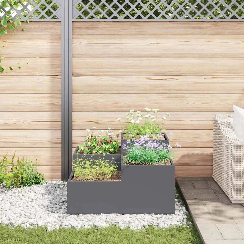 Maceta Para Jardín Antracita 80 X 80 X 48 Cm Acero