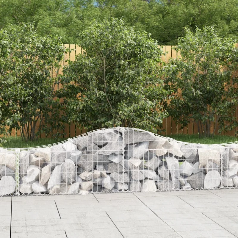 Cestas De Gaviones 8 Uds Forma De Arco Hierro 200x30x40/60 Cm