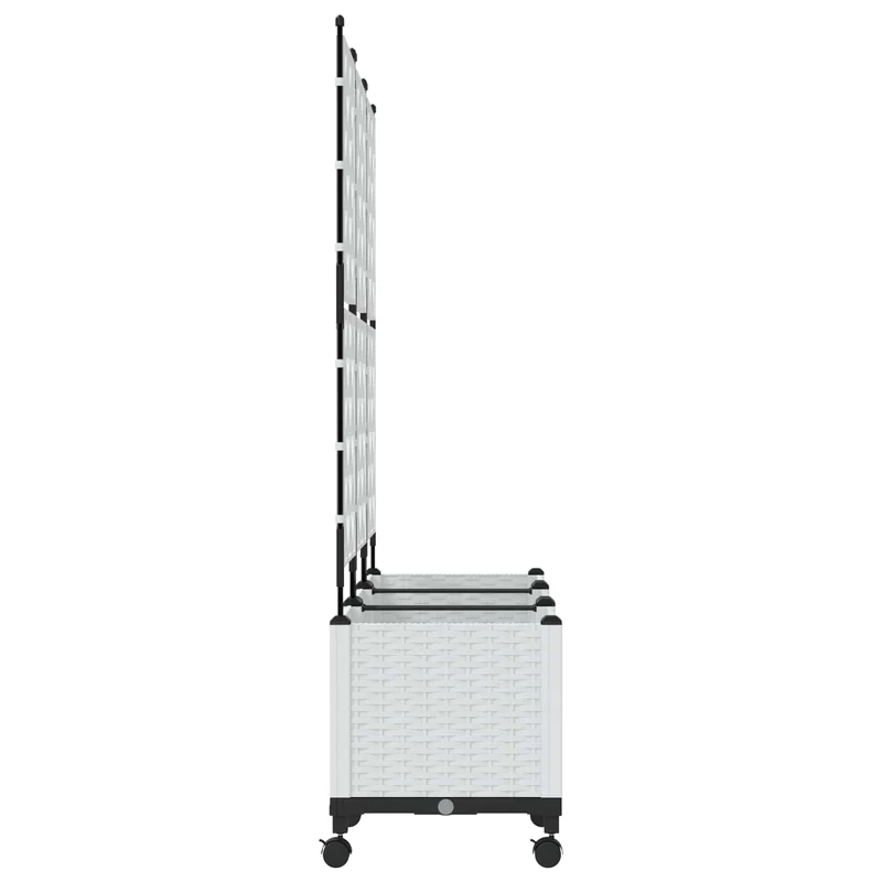 Jardinera Con Enrejado Y Ruedas 3 Uds. Blanco 120 X 40 X 149 Cm