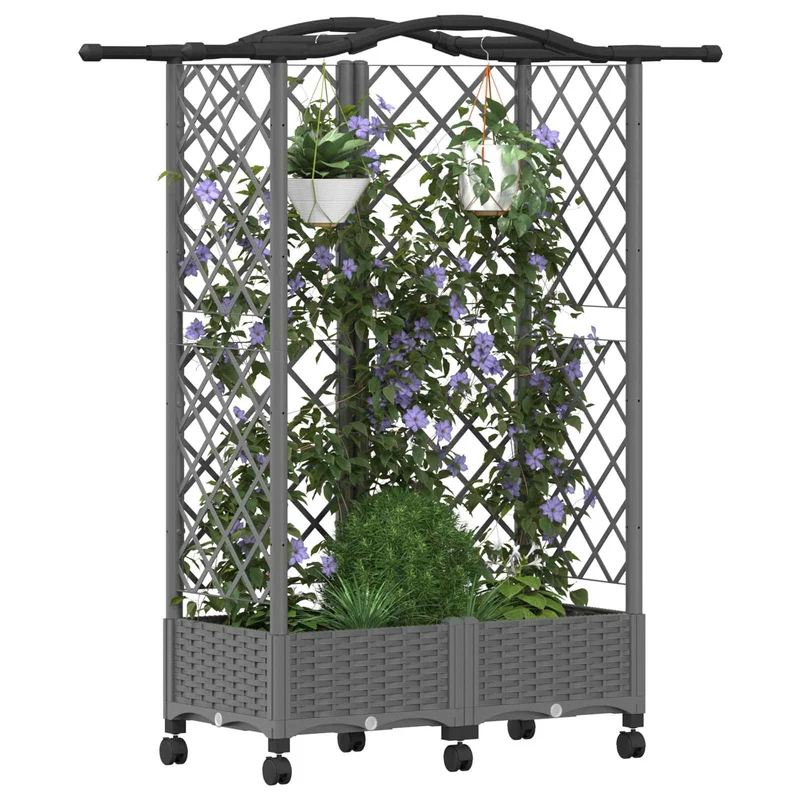 Cama Elevada Con Trellis Y Techo Gris Claro 124 X 40 X 129 Cm