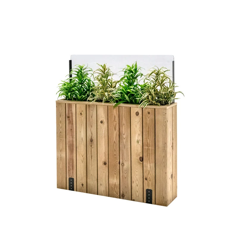 Jardinera Alta De Madera Con Cortavientos 40 Cm 100x24x80 Cm Hortalia