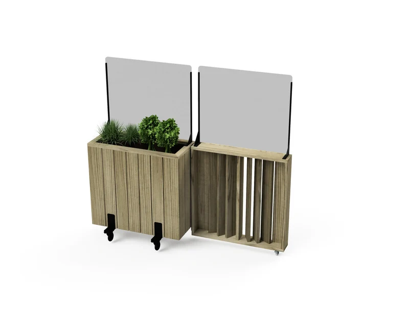 Kit Jardinera Alta De Madera Con Barandilla Y Cortavientos 60 Cm 75x34x80 Cm Hortalia
