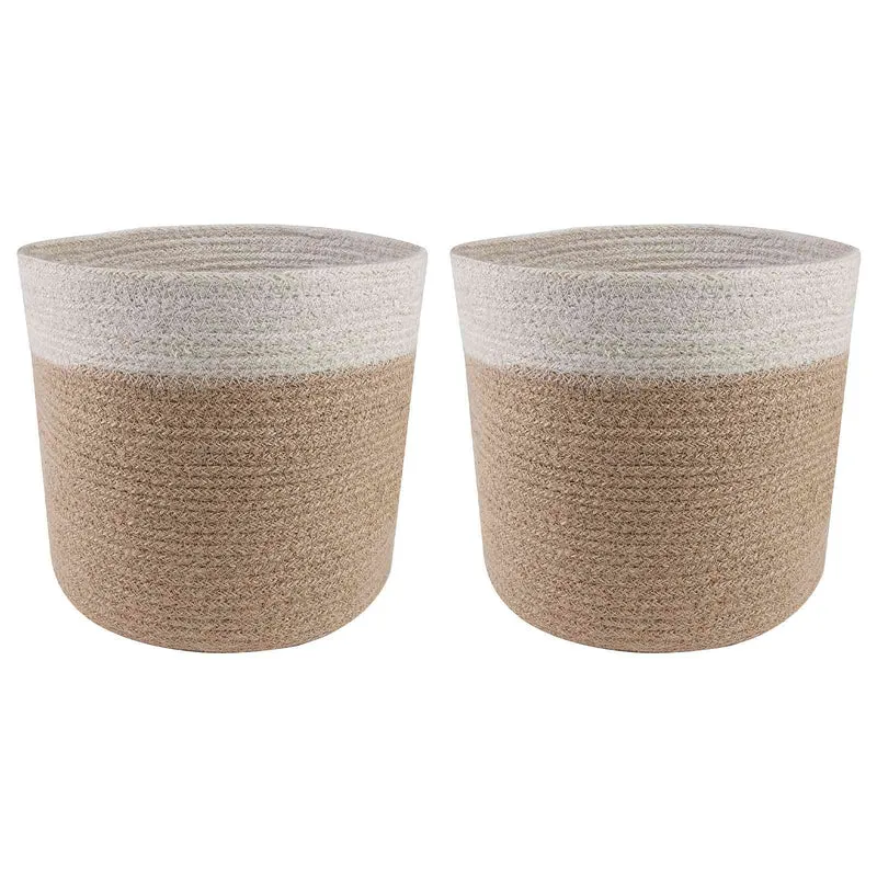 Set De Macetas De Planta 2 Uds. Natural Y Blanco Ø 21 X 21 Cm