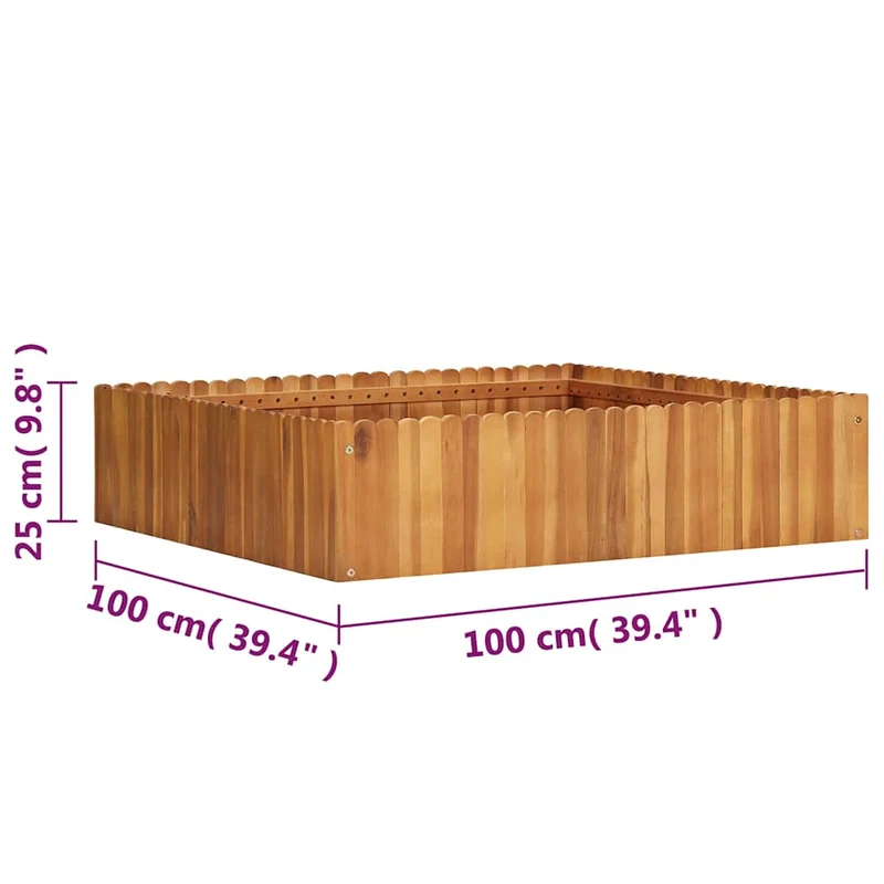 Arriate De Madera Maciza De Acacia 100x100x25 Cm