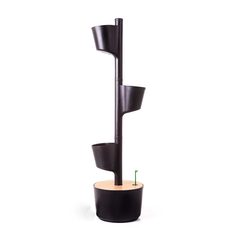 Huerto Vertical De Interior Citysens 3 Macetas Con Autorriego Y Semillas Aromáticas– Negro, Polipropileno 100% Reciclado