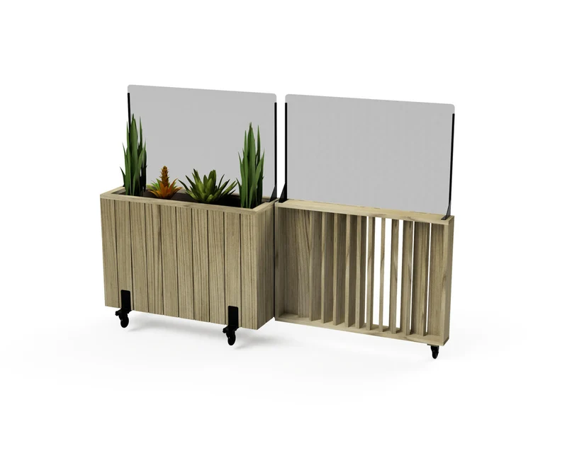 Kit Jardinera Alta De Madera Con Barandilla Y Cortavientos 60 Cm 100x34x80 Cm Hortalia