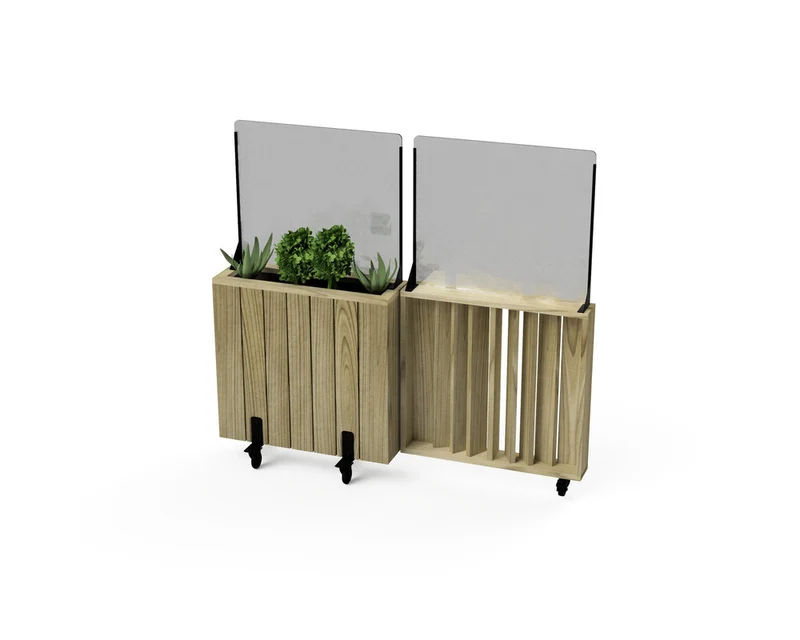 Kit Jardinera Alta De Madera Con Barandilla Y Cortavientos 60 Cm 75x24x80 Cm Hortalia