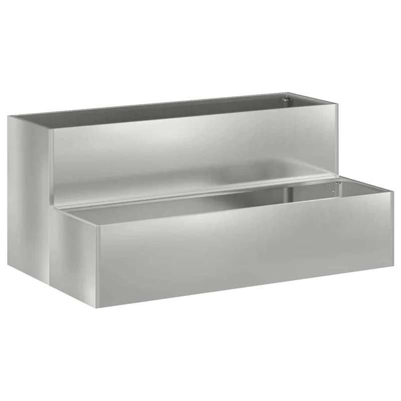 Macetero De Jardín Plateado 100 X 60 X 45 Cm Acero Galvanizado