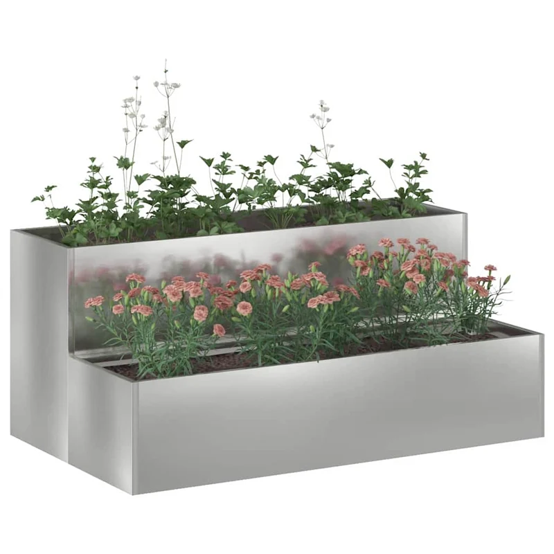 Macetero De Jardín Plateado 100 X 60 X 45 Cm Acero Galvanizado