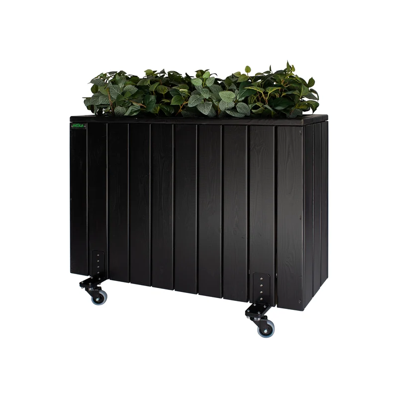 Jardinera Alta De Madera Con Ruedas 100x34x80 Cm Ebony Black Hortalia