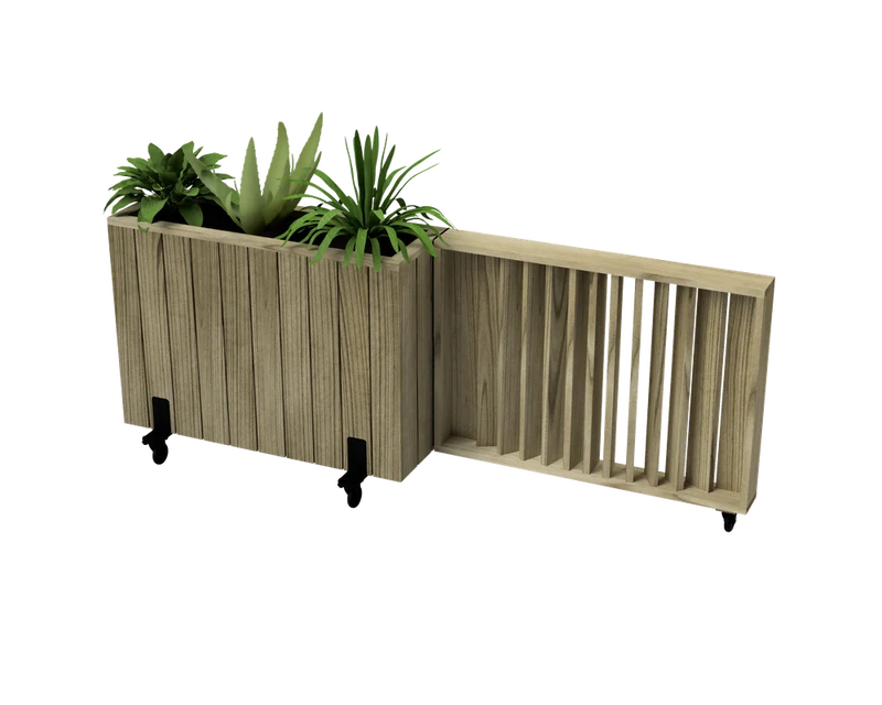Kit Jardinera Alta De Madera Con Ruedas Y Barandilla 100x34x80 Cm Hortalia