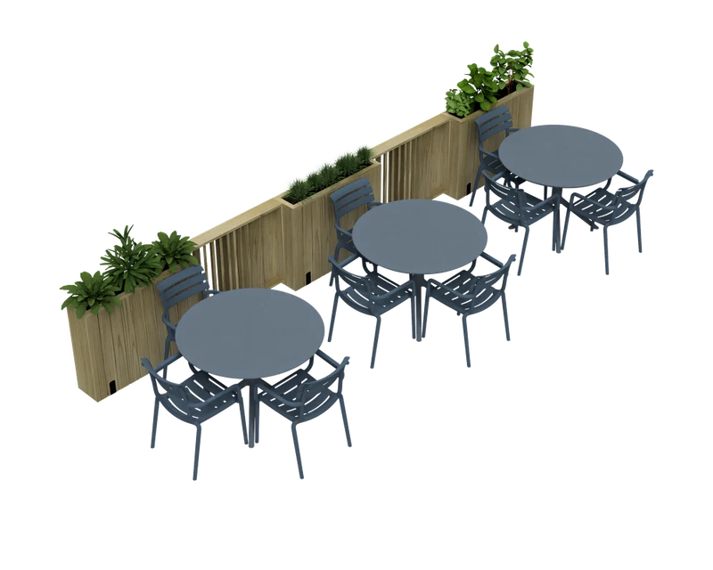 Kit Jardinera Alta De Madera Con Ruedas Y Barandilla 100x34x80 Cm Hortalia