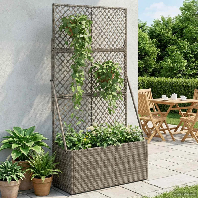 Maceta De Jardín Con Enrejado Gris 70 X 30 X 135 Cm