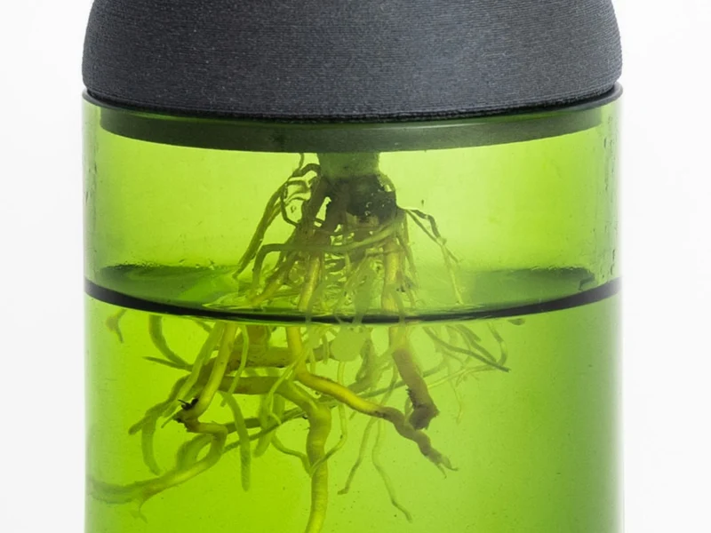Macetero Transparente Citysens Con Soporte De Ébano – Verde, Vidrio Reutilizado Y Biofilamento Con Madera Impreso En 3d