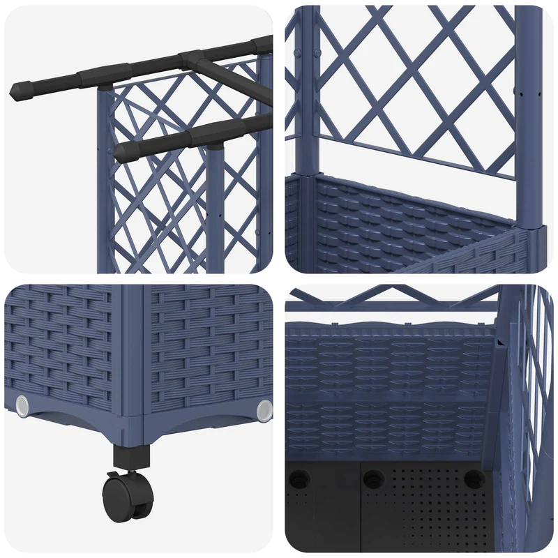 Cama Elevada Con Trellis Y Techo Gris 124 X 40 X 142 Cm Pp