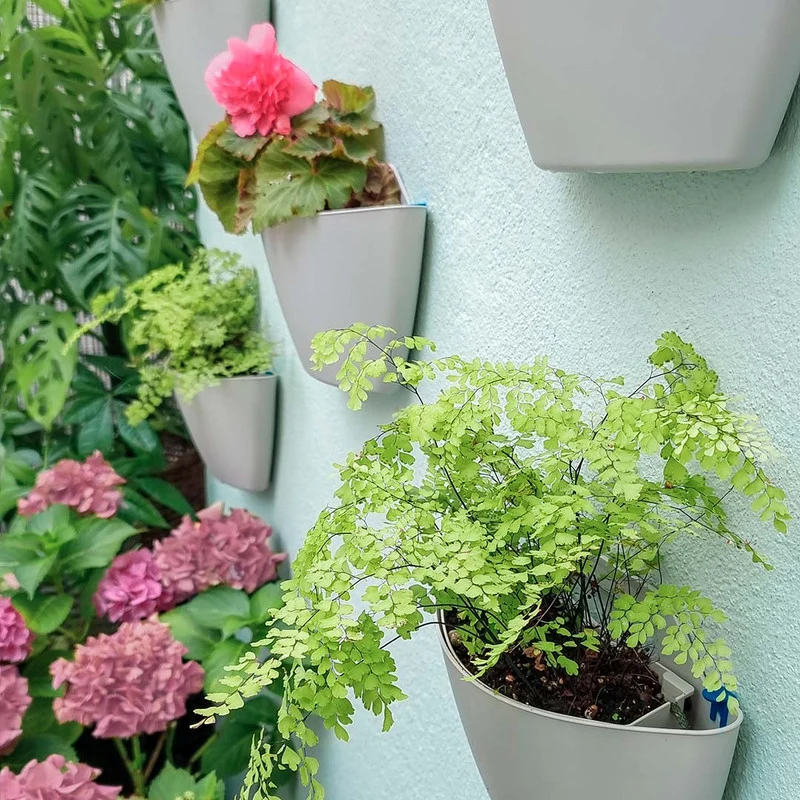 Jardín Vertical Modular Citysens Con Riego Manual De 3 Maceteros – Gris Claro, Polipropileno 100% Reciclado