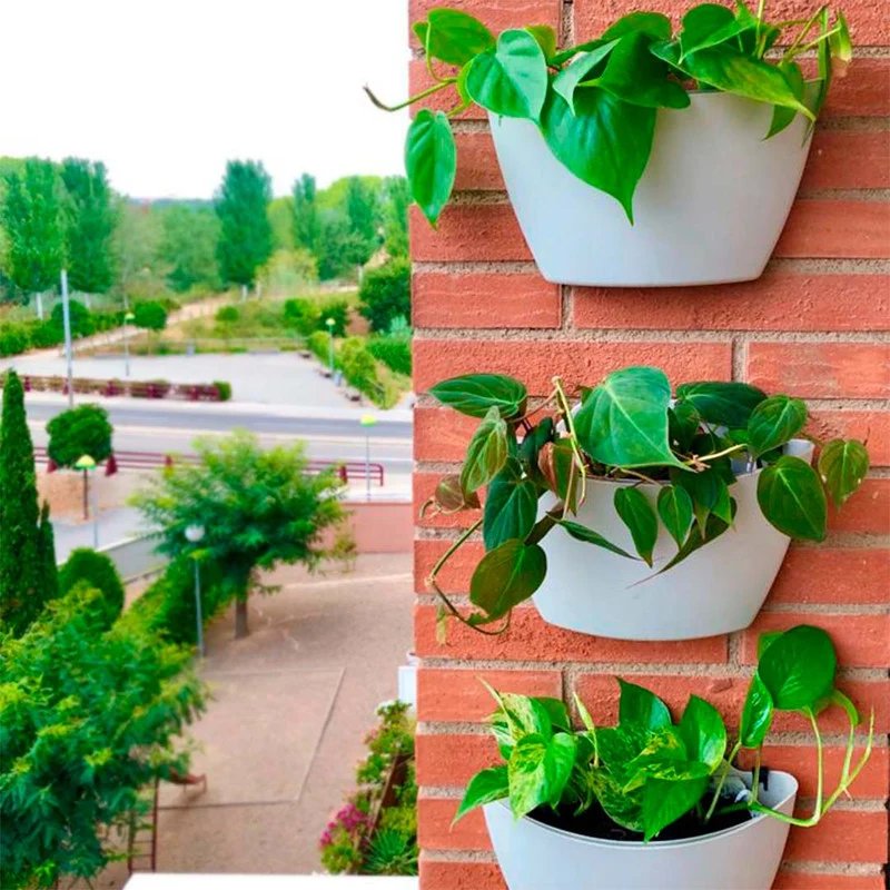 Jardín Vertical Modular Citysens Con Riego Manual De 3 Maceteros – Gris Claro, Polipropileno 100% Reciclado