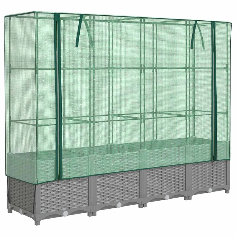 Arriate Con Cubierta Invernadero Aspecto Ratán 160x40x138 Cm