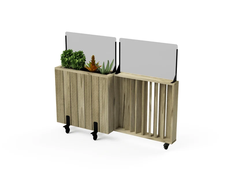Kit Jardinera Alta De Madera Con Barandilla Y Cortavientos 40 Cm 75x24x80 Cm Hortalia