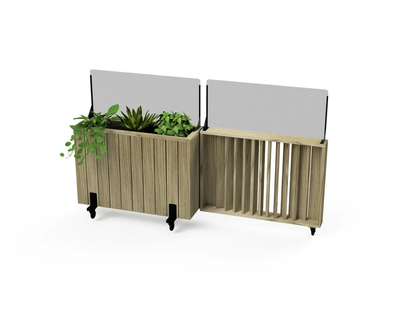 Kit Jardinera Alta De Madera Con Barandilla Y Cortavientos 40 Cm 100x34x80 Cm Hortalia