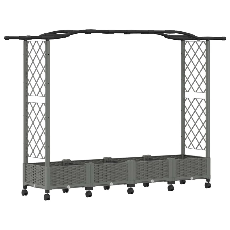 Cama Elevada Con Trellis Y Techo Gris Claro 207 X 40 X 129 Cm