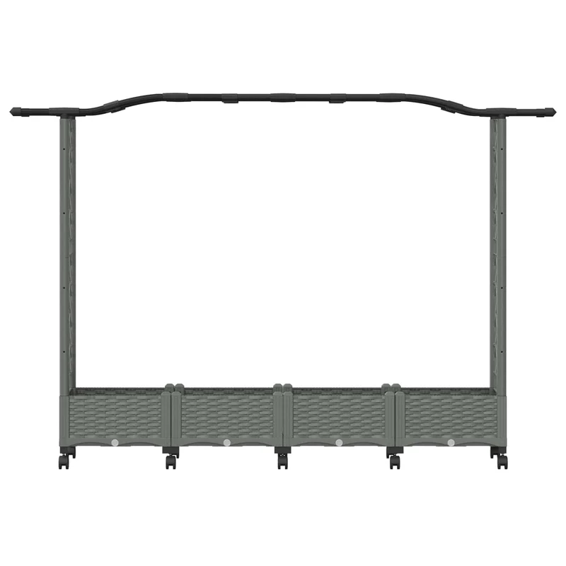 Cama Elevada Con Trellis Y Techo Gris Claro 207 X 40 X 129 Cm