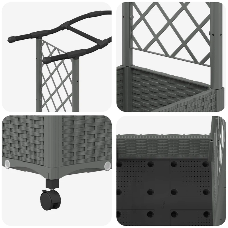 Cama Elevada Con Trellis Y Techo Gris Claro 207 X 40 X 129 Cm