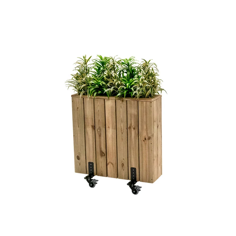 Jardinera Alta De Madera Con Ruedas 75x24x80 Cm Para Terrazas Hortalia