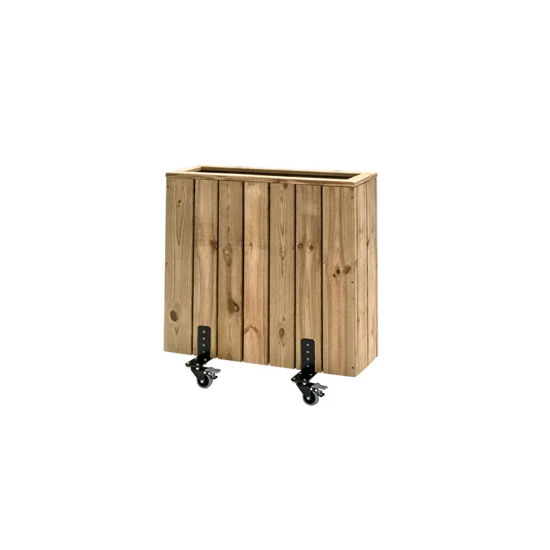Jardinera Alta De Madera Con Ruedas 75x24x80 Cm Para Terrazas Hortalia
