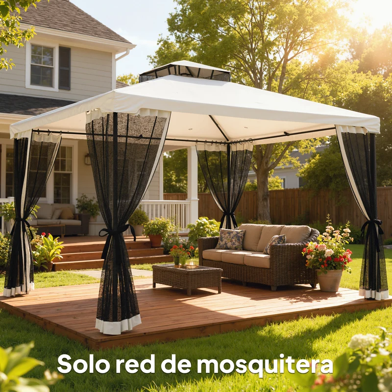 Outsunny 4 Paneles Laterales 335x207 Cm Para Carpa De Jardín Mosquitera